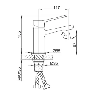 Смеситель для раковины Frap F1062-9 оружейная сталь