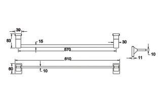 Полотенцедержатель Rose RG1617H 61см чёрный