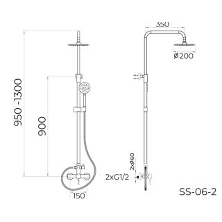 Душевая система Knotlor SS-06/2, сатин