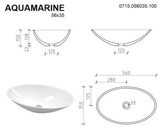 Раковина Whitecross Aquamarine 0715.056035.100 56см белый глянец