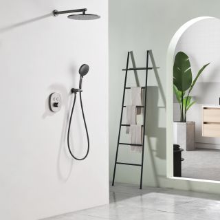 Душевой комплект Black&White Gravity 9201GM с термостатом оружейная сталь