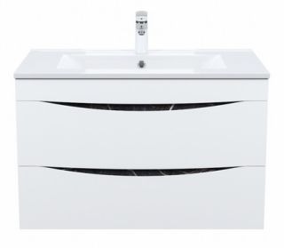 Подвесная тумба с раковиной IDDIS Cloud CLO80B0i95K 80см белый/чёрный мрамор