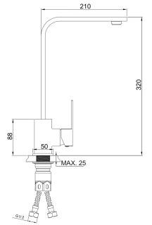 Смеситель для кухни РМС SUS125-017F нержавеющая сталь