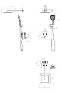 Душевая система скрытого монтажа Grocenberg GB5040NK с Термостатом Vernet (Франция) Никель