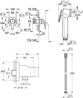 GROHE гигиенический набор, хром 123072
