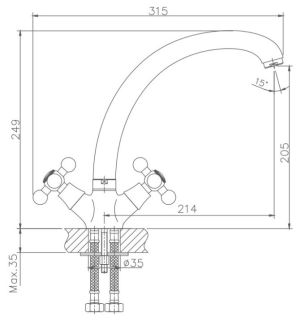 Смеситель для кухни Haiba HB4219-4 бронза