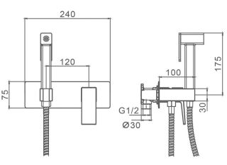 Гигиенический душ со смесителем Splenka S01.52.03 золотой сатин