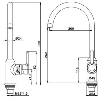 Смеситель для кухни Swedbe Selene Plus 8041 с каналом для подключения фильтра хром