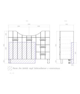 Тумба под раковину напольная Vigo Diana tn.DIA.STI.100.2D.3Y 105 см белый