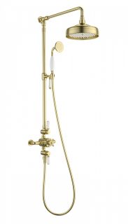 Душевая стойка Wonzon & Woghand Retro WW-B3041-BG с термостатом брашированное золото