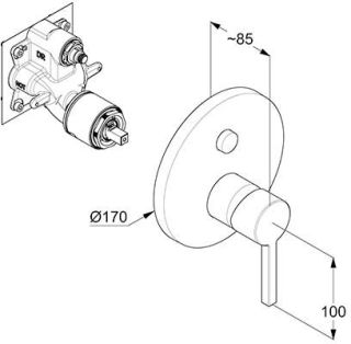 Встраиваемый смеситель для ванны и душа Kludi Nova Fonte Puristic хром 206590515