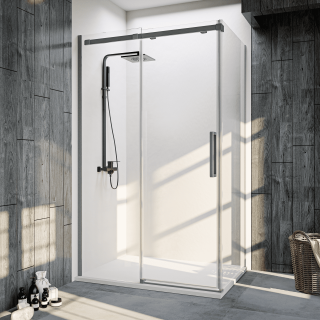 Душевой уголок Veconi Rovigo RV-070GR, 1200х1000х1950, брашированный графит, прозрачное стекло