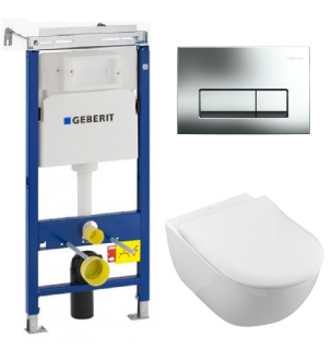 Инсталляция Geberit с безободковым унитазом Villeroy&Boch Subway 2.0 5614R201, сиденье микролифт, комплект 357238 Артикул 	458.125.21.1/5614R201