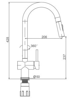 Смеситель для кухни Splenka S204.49.05 с выдвижным изливом сатин
