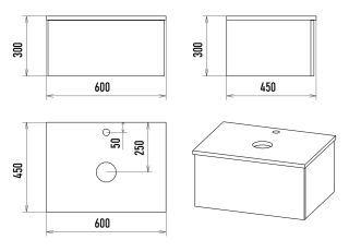 Подвесная тумба под раковину Misty Ива 60см белый/дуб Вотан