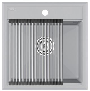 Комплект Paulmark: мойка Stepia 50 и ролл-мат Step PM115051-GRS+R375-BS серый дым/брашированная нержавеющая сталь