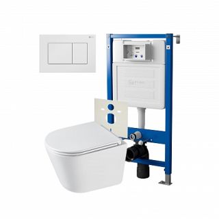 Комплект унитаза с инсталляцией Point Элемент PN48301W с сиденьем Микролифт