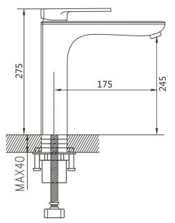 Смеситель для раковины Shevanik S8511T оружейная сталь