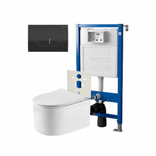 Комплект унитаза с инсталляцией Point Элемент PN48262BC с сиденьем Микролифт