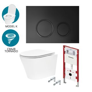 Комплект для установки подвесного унитаза с панелью смыва TECEspring K K401104WCK чёрный матовый