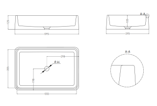 Накладная раковина Salini Gloria 07 S-Stone 1102207MRF 60см RAL полностью