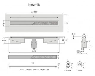 Душевой лоток Berges В1 Keramik Black 095017 60см чёрный матовый