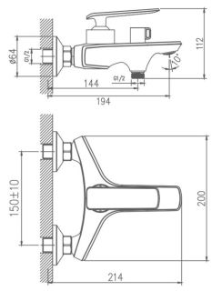 Смеситель для ванны Haiba HB60548-7 чёрный