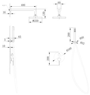Душевая система ABBER Emotion золото матовое AF8818G