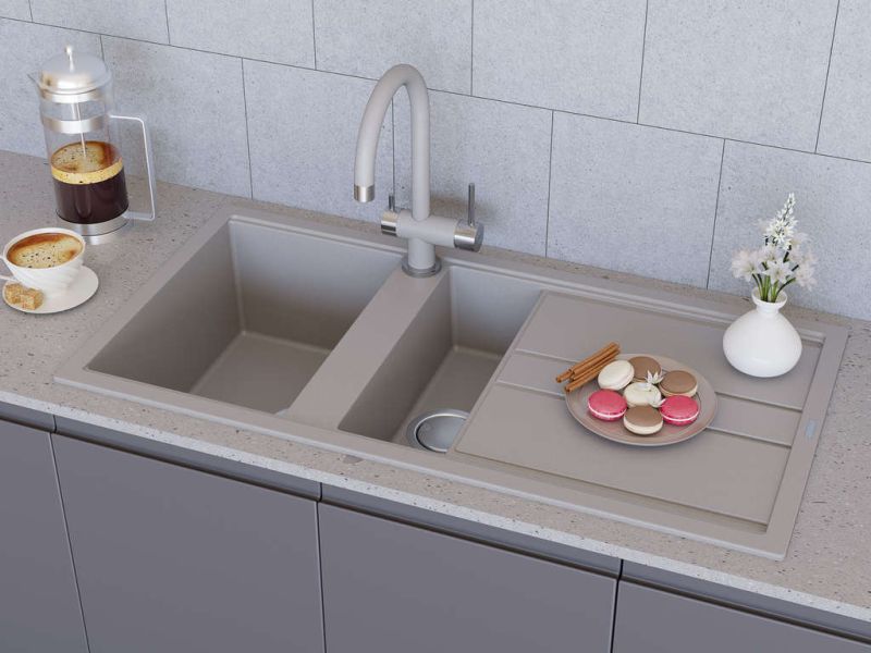 Мойка кухонная Omoikiri Kitagawa 100-2-GR leningrad grey