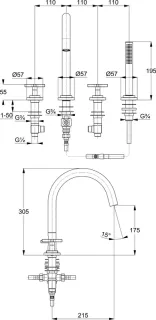 Смеситель на борт ванны Kludi Nova Fonte Puristic 204250520 хром