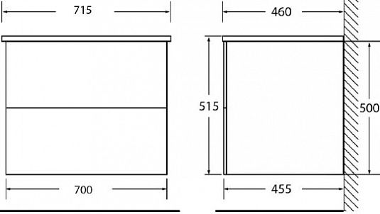 Тумба под раковину BelBagno подвесная 70x50см Rovere Moro ETNA-700-2C-SO-RW-P