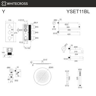 Душевой комплект термостатический WHITECROSS Y YSET11GLB брашированное золото