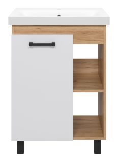 Напольная тумба под раковину Misty Крафт 60см белый/дуб крафт золотой