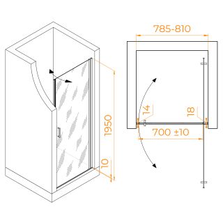 Душевая дверь RGW LE-003B 351200308-14 80см чёрный