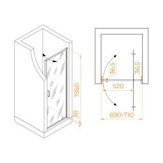 Душевая дверь RGW LE-102B 711210207-14 70см чёрный