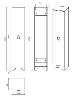 Напольный шкаф - пенал Misty Лейла 35см правый белый