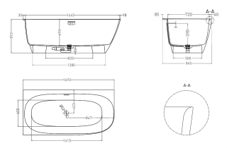 Ванна из искусственного камня Salini Sofia Corner L S-Sense 102515GRF 170x85см RAL полностью