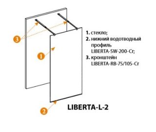 Душевая перегородка CEZARES LIBERTA-L-2-125-C-Cr