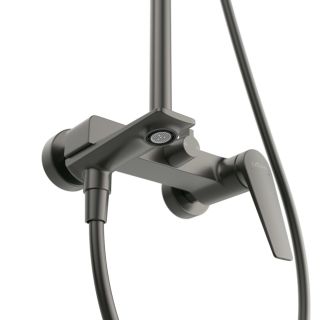 Душевая стойка Cezares со смесителем и изливом LINER-CVD-GM оружейная сталь