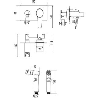 Гигиенический душ со смесителем Lemark Atlantiss LM3259C хром
