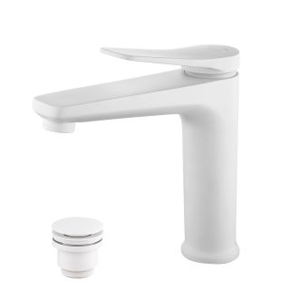 Смеситель для раковины Lemark Bronx LM3737MW с донным клапаном белый