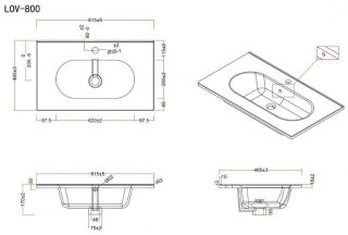Раковина BelBagno 80см Etna LOV-800-LVB
