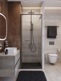 Душевая дверь CEZARES  LUX-B-FS-1-70-C-GM оружейная сталь