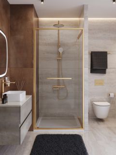 Душевая дверь CEZARES LUX-B-FS-1-90-C-BORO Брашированное золото