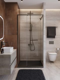 Душевая дверь CEZARES LUX-B-FS-1-90-C-GM оружейная сталь