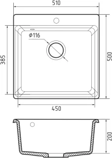 Мойка кухонная GranFest LEVEL LV-510 песочный