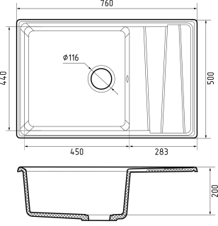 Мойка кухонная GranFest LEVEL LV-760L черный