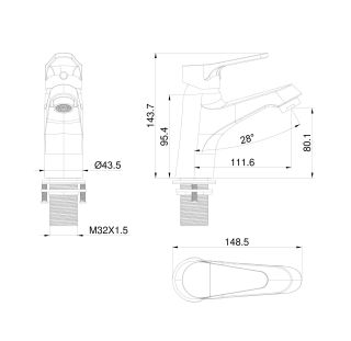 Смеситель для раковины Wonzon & Woghand WW-A40212-CR хром