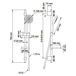 Душевой гарнитур Swedbe Hermes 5110B чёрный