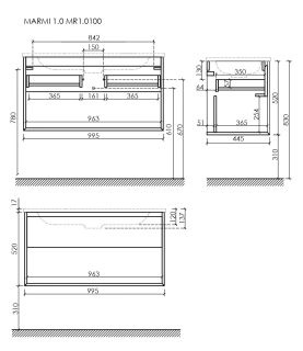 Подвесная тумба под раковину Sancos Marmi 1.0 MR1.0100ECH 99см дуб чарльстон